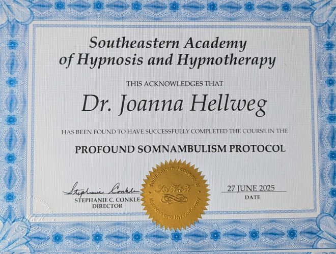 Zertifikat Dr. Joanna Hellweg - Hypnose Paderborn